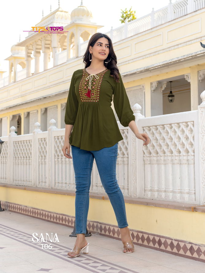 Sana Vol 3 By Tips Tops Rayon Short Ladies Top Wholesale Shop in Surat
